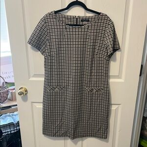 Tommy Hilfiger Black and White Sheath Dress with Dolman Sleeves